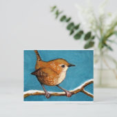 WREN IM ÖLPASTEL POSTKARTE (Stehend Vorderseite)