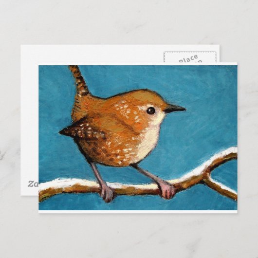 WREN IM ÖLPASTEL POSTKARTE (Vorne/Hinten)