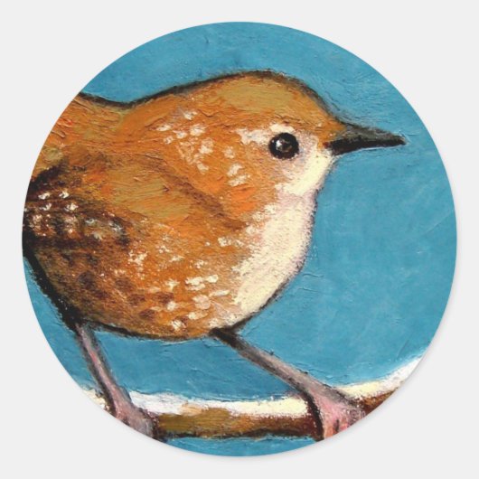 WREN IM ÖLPASTEL RUNDER AUFKLEBER (Vorderseite)