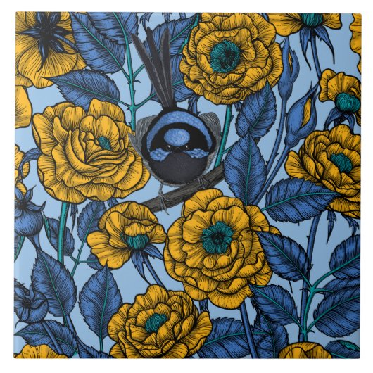Wren in den Rose Fliese (Vorderseite)