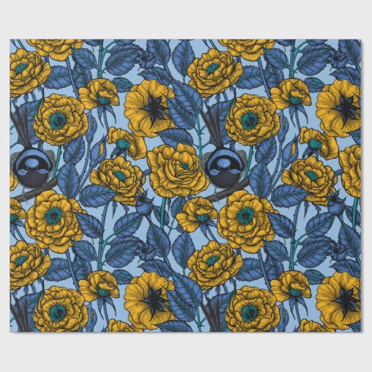 Wren in den Rose Geschenkpapier (Flach)