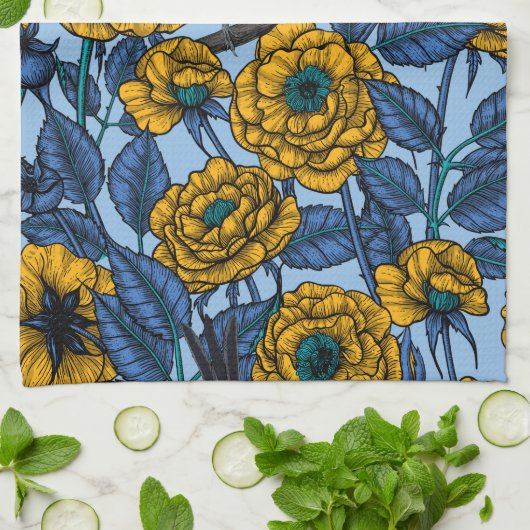 Wren in den Rose Geschirrtuch (Gefaltet)