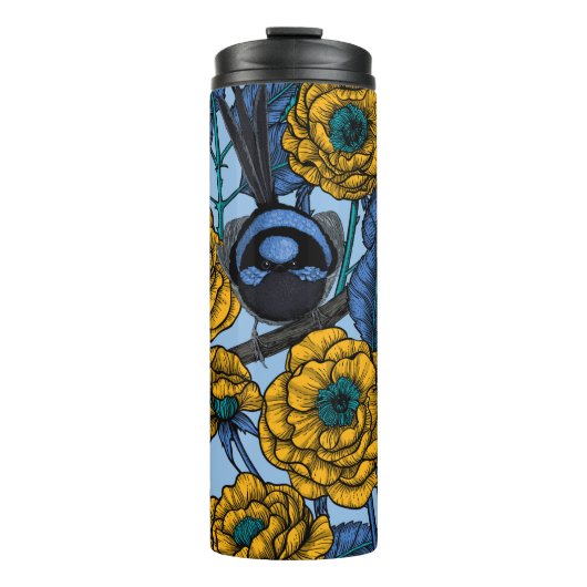 Wren in den Rose Thermosbecher (Vorderseite)