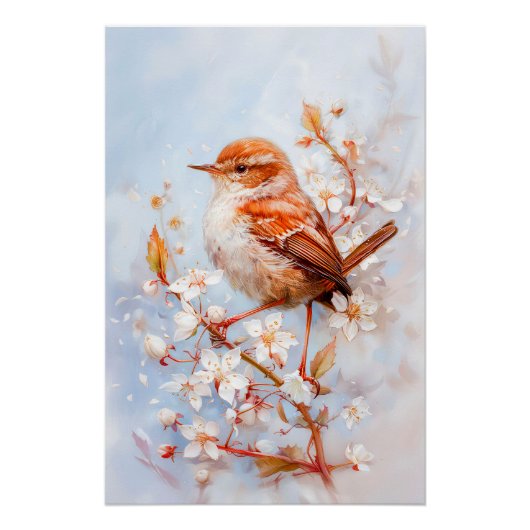 Wren in Woodland Impressionist Painting Poster (Vorderseite)