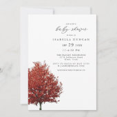 WREN Red Autumn Fall Watercolor Maple Tree Baby Einladung (Vorderseite)
