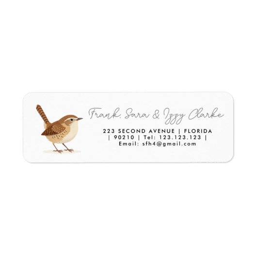 Wren Return Address Labels – Personalized Bird (Vorne)