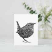 Wren (Schwarz und Weiß) Postkarte (Stehend Vorderseite)