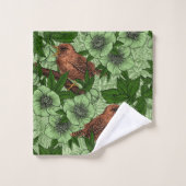 Wren und Hellebore, hellgrün Badhandtuch Set (Waschlappen)