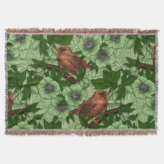Wren und Hellebore, hellgrün Decke (Vorderseite)