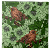 Wren und Hellebore, hellgrün Fliese (Vorderseite)
