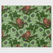 Wren und Hellebore, hellgrün Geschenkpapier (Flach)