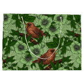 Wren und Hellebore, hellgrün Große Geschenktüte (Rückseite)