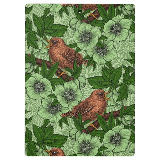 Wren und Hellebore, hellgrün Klemmbrett (Rückseite)