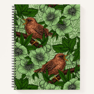 Wren und Hellebore, hellgrün Notizblock