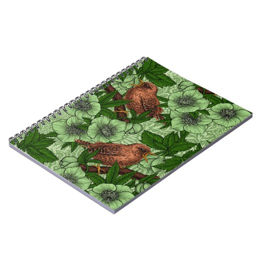 Wren und Hellebore, hellgrün Notizblock (Linke Seite)