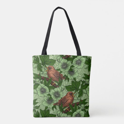 Wren und Hellebore, hellgrün Tasche (Rückseite)