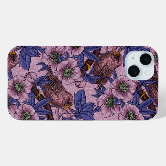 Wren und Hellebore, rosa und violett Case-Mate iPhone Hülle (Rückseite (Horizontal))
