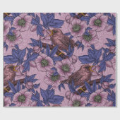 Wren und Hellebore, rosa und violett Geschenkpapier (Flach)