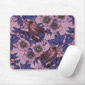 Wren und Hellebore, rosa und violett Mousepad (Mit Mouse)