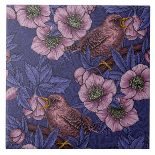 Wren und Hellebore, violett und rosa Fliese
