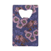 Wren und Hellebore, violett und rosa Geldbeutel Flaschenöffner (Rückseite)