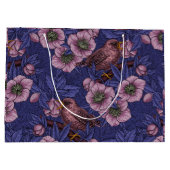 Wren und Hellebore, violett und rosa Große Geschenktüte (Rückseite)