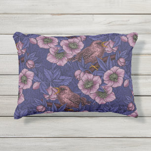 Wren und Hellebore, violett und rosa Kissen Für Draußen