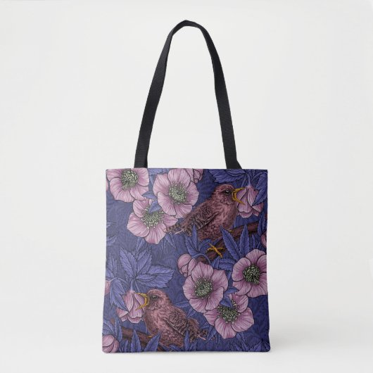 Wren und Hellebore, violett und rosa Tasche (Vorderseite)