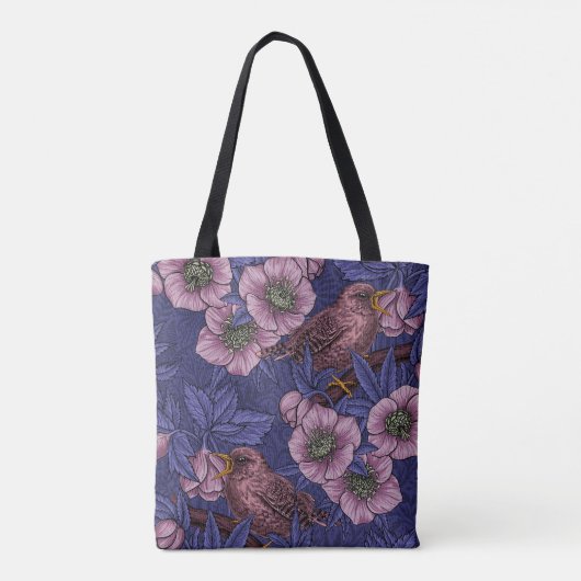 Wren und Hellebore, violett und rosa Tasche (Rückseite)