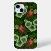 Wren und Hellebos auf dunkelgrün Case-Mate iPhone Hülle (Rückseite)