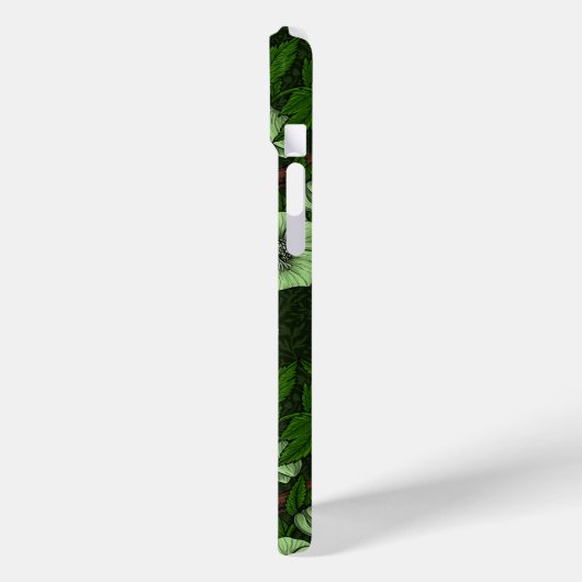 Wren und Hellebos auf dunkelgrün Case-Mate iPhone Hülle (Rückseite / Links)