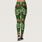 Wren und Hellebos auf dunkelgrün Leggings (Rückseite)