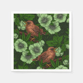 Wren und Hellebos auf dunkelgrün Serviette (Vorderseite)