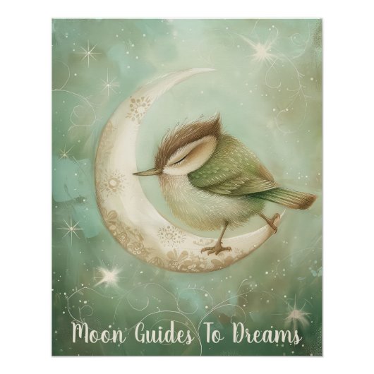 Wren-Vogel-Baby auf dem Mond Poster (Vorderseite)