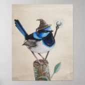 "Wrenagon" - Fantasy Wizard Vogelposter Poster (Vorne)