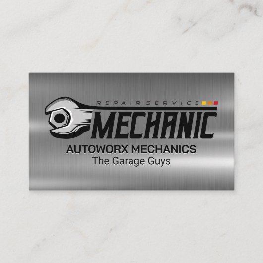 Wrench Bolt | Garage | Metallic Visitenkarte (Vorderseite)