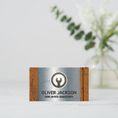 Wrench Icon | Metallisches und altes Holz Visitenkarte (Stehend Vorderseite)