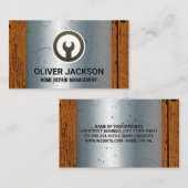 Wrench Icon | Metallisches und altes Holz Visitenkarte (Vorne/Hinten)
