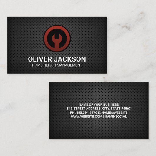 Wrench Icon | Perforated Mesh Visitenkarte (Vorne/Hinten)