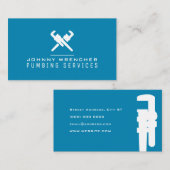 Wrench Logo minimalistisch blau  Visitenkarte (Vorne/Hinten)