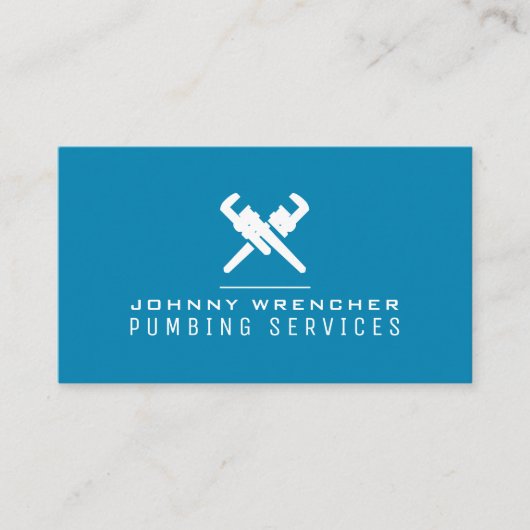 Wrench Logo minimalistisch blau Visitenkarte (Vorderseite)