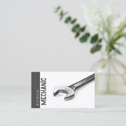Wrench Mechanic Business Card Visitenkarte (Stehend Vorderseite)