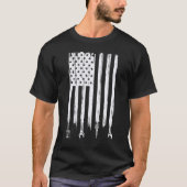 Wrench Piston American Flag Fathers Day Auto Mecha T-Shirt (Vorderseite)