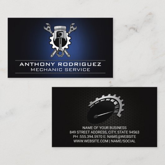 Wrenches Gear and Piston | Industrial Mechanic Visitenkarte (Vorne/Hinten)