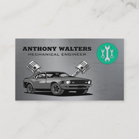 Wrenches | Metallisch | Muskelwagen und Kolben Visitenkarte (Vorderseite)