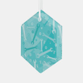 Wrenches, Nuts und Bolzen Ornament Aus Glas (Vorderseite Links)