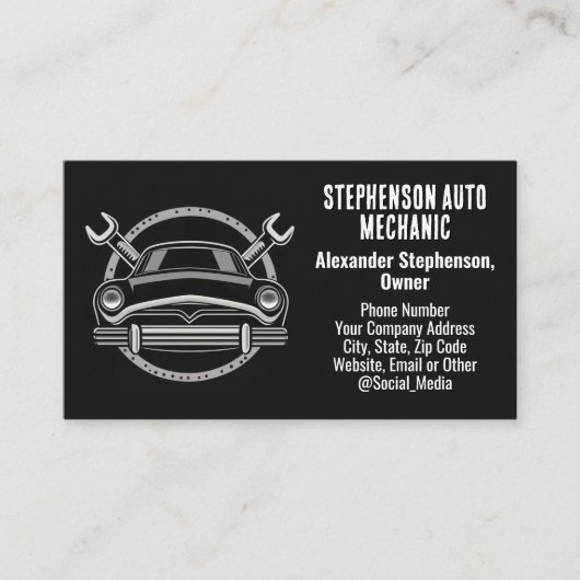 Wrenches Vintage Car Auto Mechanik Visitenkarte (Vorderseite)