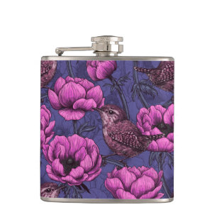 Wrens im Anemonengarten Flachmann