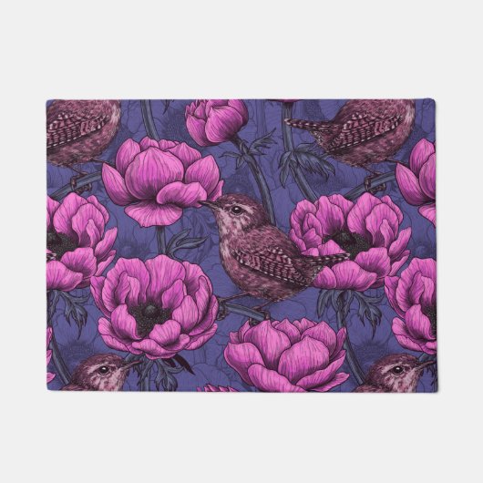 Wrens im Anemonengarten Fußmatte (Vorderseite)