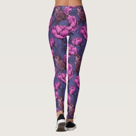 Wrens im Anemonengarten Leggings (Rückseite)